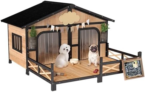 Double Room Weatherproof Wooden Kennel