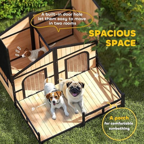 Double Room Weatherproof Wooden Kennel — photo 3