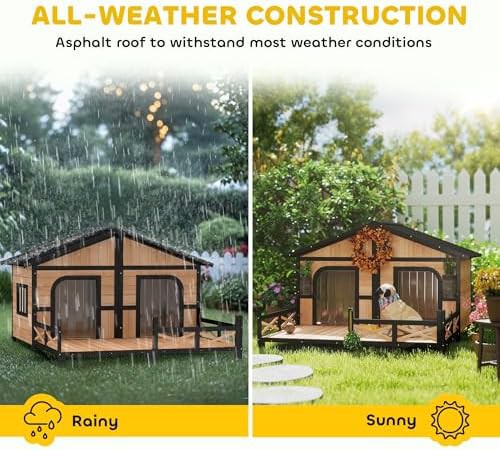 Double Room Weatherproof Wooden Kennel — photo 4
