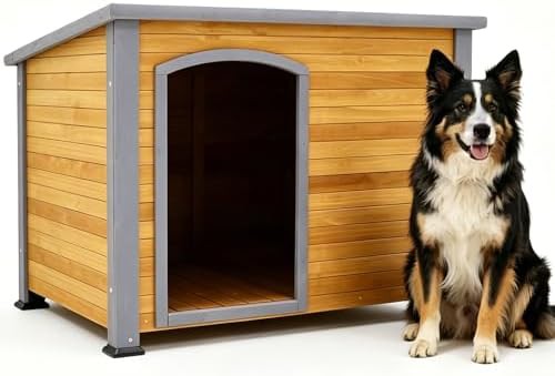 Extra large natural wood outdoor dog house