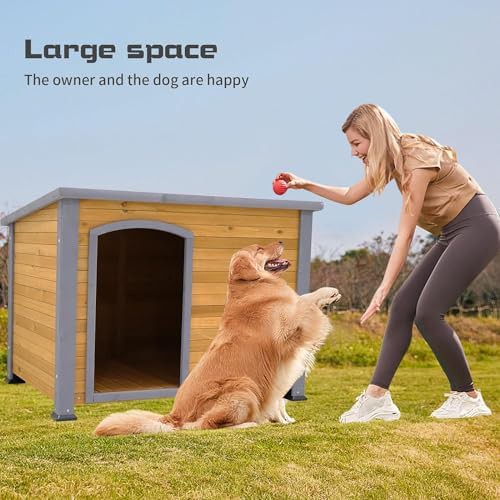 Extra large natural wood outdoor dog house — photo 5