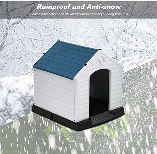 Blue plastic dog house with front porch — photo 3