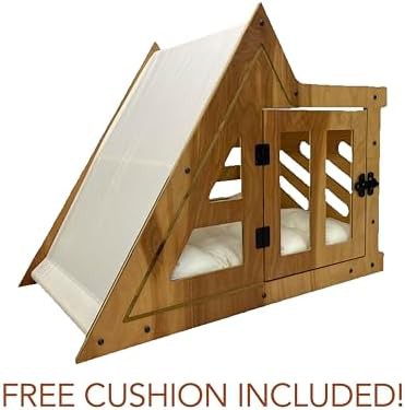 Grey wooden bungalow style indoor kennel — photo 3