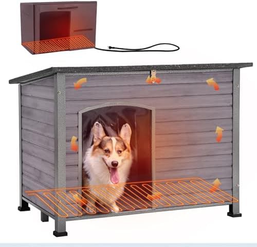 Large wooden winter kennel with insulation