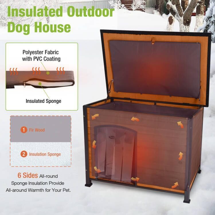 Large insulated weatherproof wooden dog house — photo 3