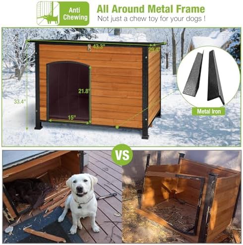 Large insulated weatherproof wooden dog house — photo 5