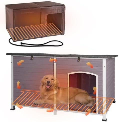 Large insulated dog house with heating pad