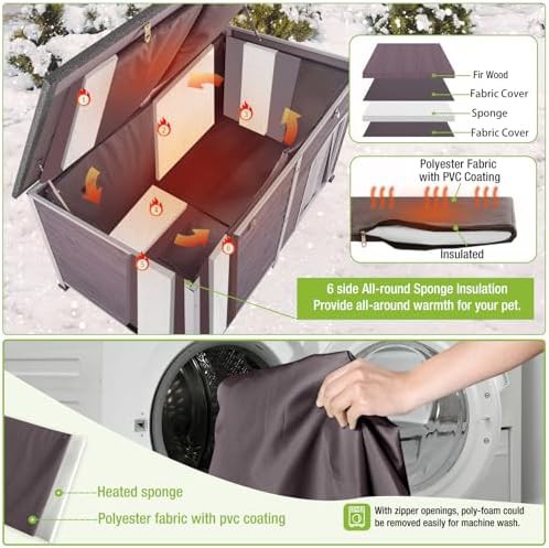 Large insulated dog house with heating pad — photo 5