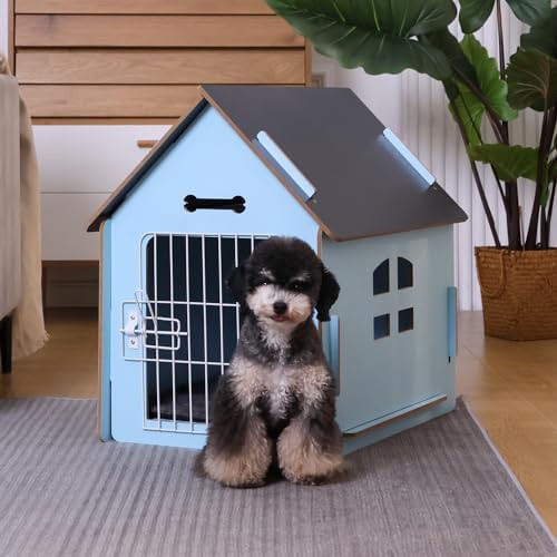 Compact wooden indoor pet den for cats