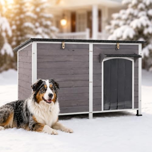 Extra large wooden kennel with thermal liner