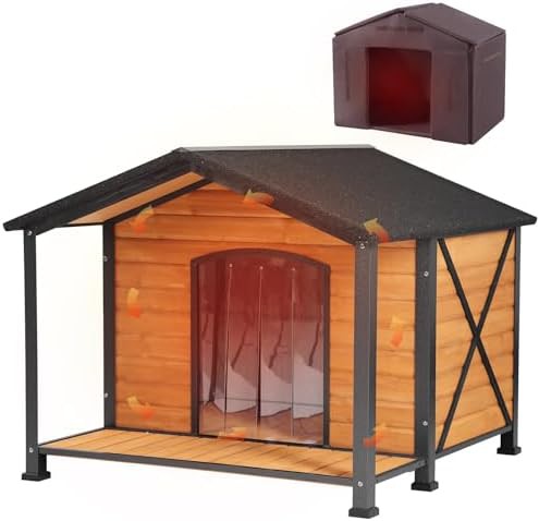 Insulated iron frame winter dog kennel