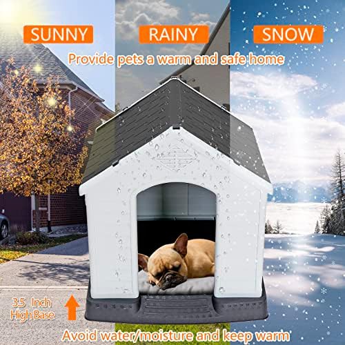 Grey plastic dog house with air vents — photo 4