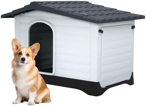 Grey outdoor plastic pet house for dogs