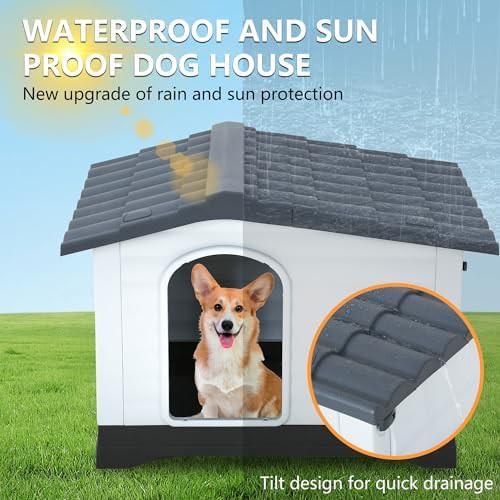 Grey outdoor plastic pet house for dogs — photo 3