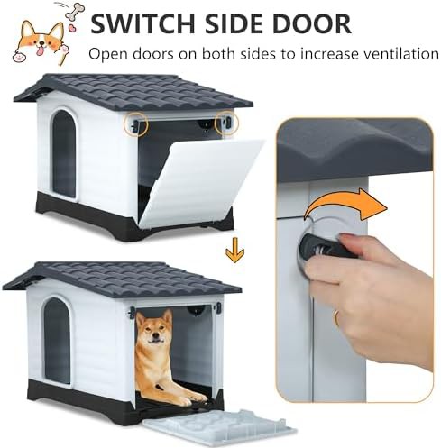 Grey outdoor plastic pet house for dogs — photo 4