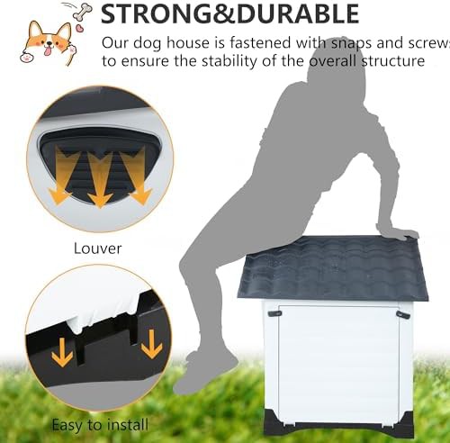Grey outdoor plastic pet house for dogs — photo 5