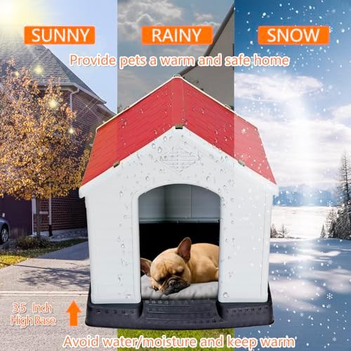 Red plastic puppy shelter with elevated floor — photo 4