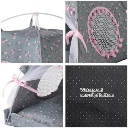 Gray and pink fabric pet tent — photo 4