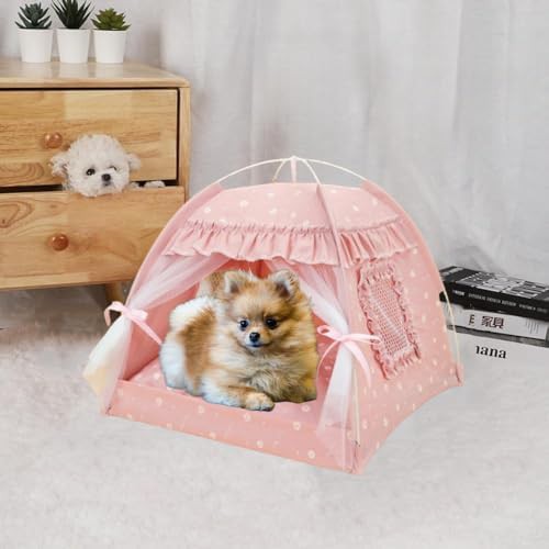 Pink ruffled lace pet teepee tent — photo 4