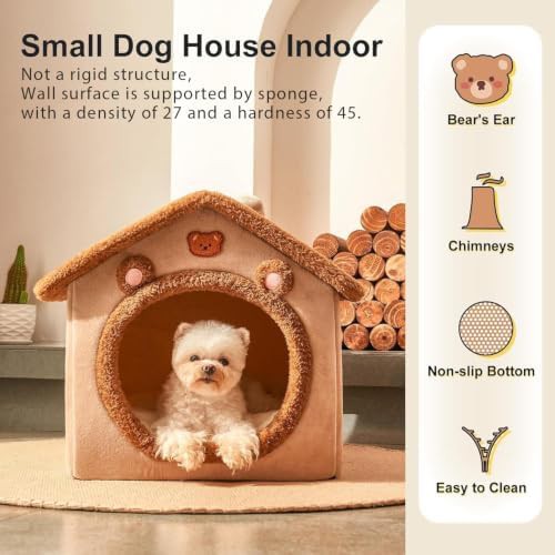 Brown indoor cave dog bed with cover — photo 5
