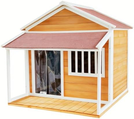 Wooden dog house with front porch