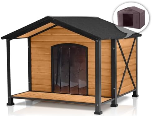 Insulated fir wood and iron frame kennel