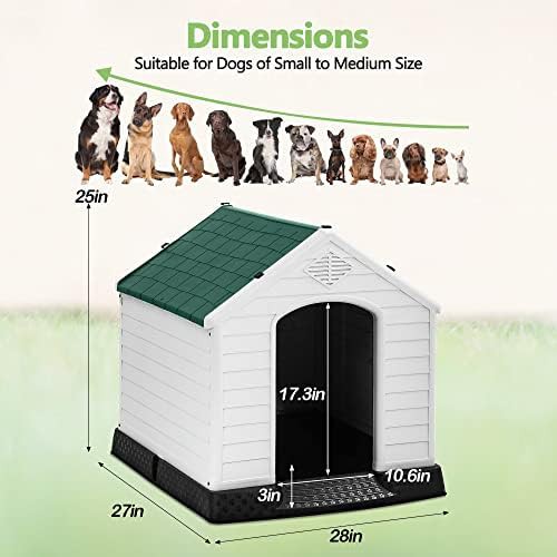 Green plastic weatherproof dog house with vents — photo 5