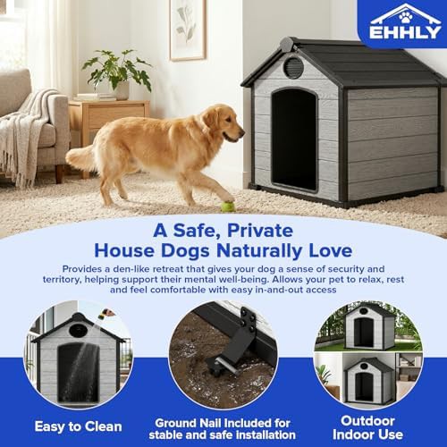 Grey resin elevated outdoor kennel — photo 5