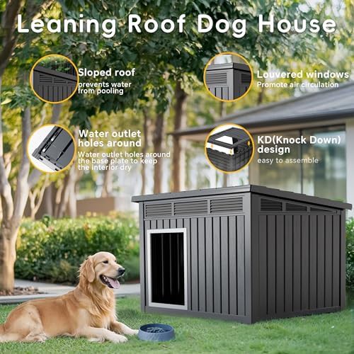 Large black durable indoor outdoor dog house — photo 5