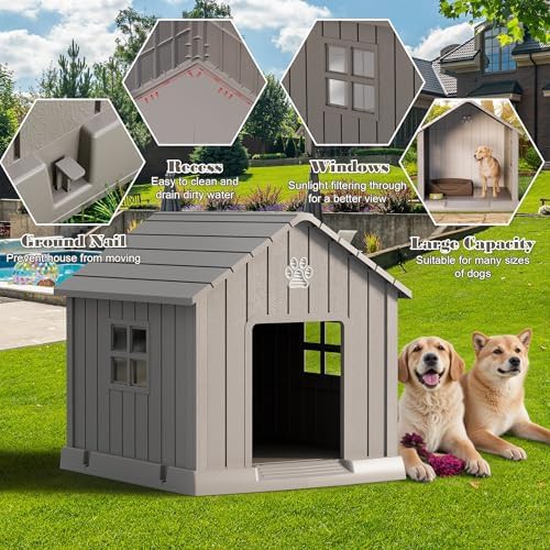 Large grey ventilated outdoor dog kennel — photo 4