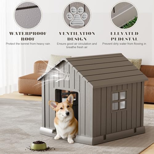 Grey elevated plastic house for medium dogs — photo 3