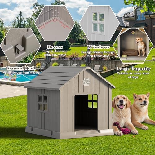 Grey elevated plastic house for medium dogs — photo 4