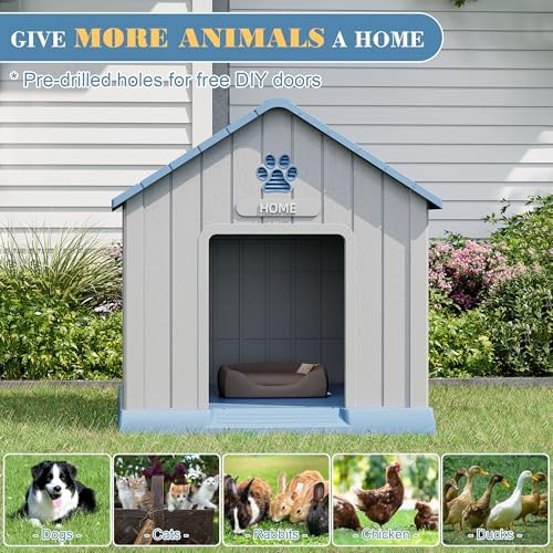 Large blue ventilated outdoor dog house — photo 5