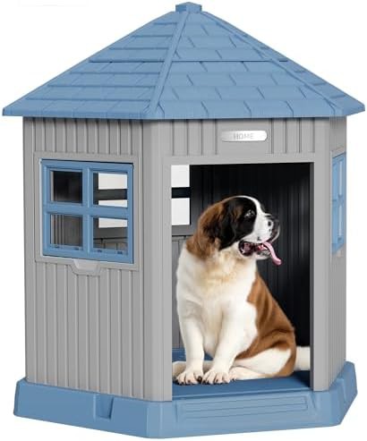 Small medium blue weatherproof puppy shelter