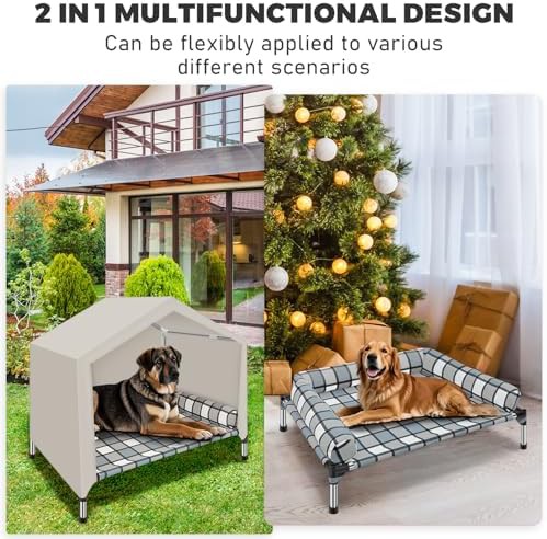 Elevated outdoor dog bed with canopy — photo 5