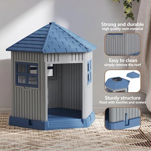 Blue elevated small shelter with window — photo 3