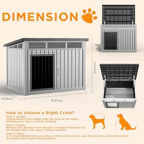 Grey weatherproof large resin dog house — photo 3