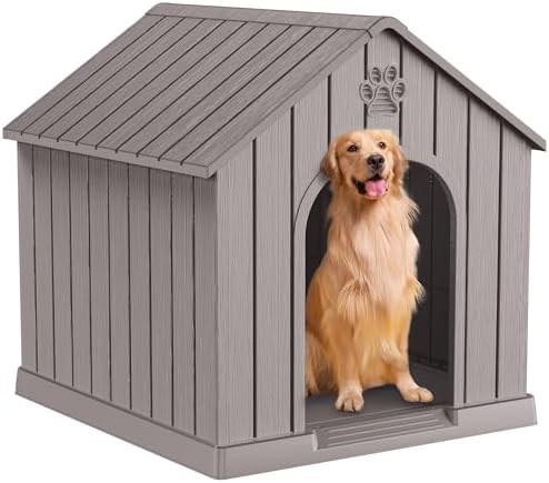 Grey elevated large kennel with vents