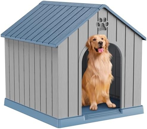 Blue large outdoor plastic dog kennel