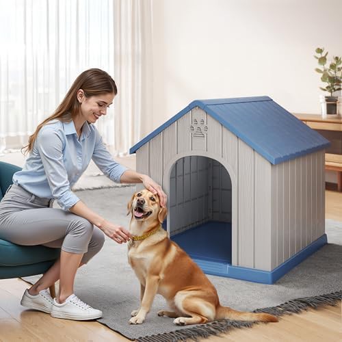 Blue large outdoor plastic dog kennel — photo 3