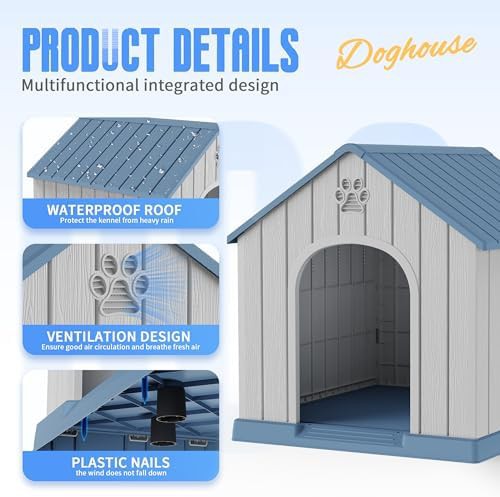 Blue large outdoor plastic dog kennel — photo 4