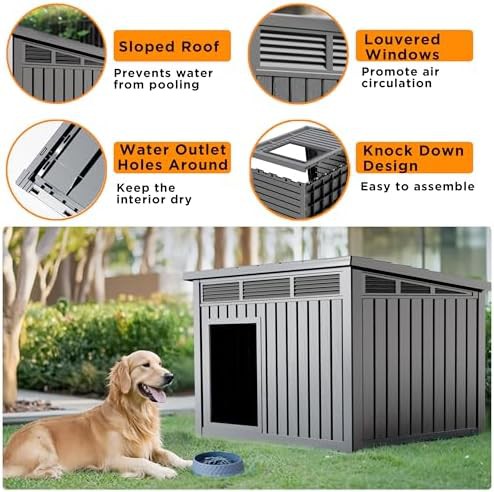 Medium grey weatherproof plastic dog house — photo 4