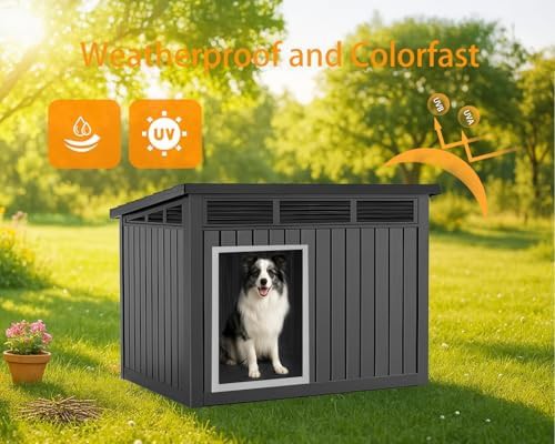 Medium black plastic weatherproof dog house — photo 3