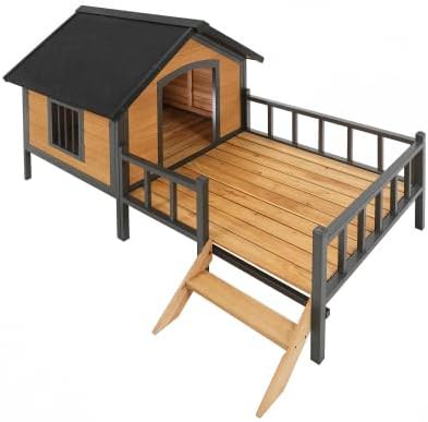 Honey wooden dog cabin with porch — photo 4
