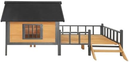 Honey wooden dog cabin with porch — photo 5