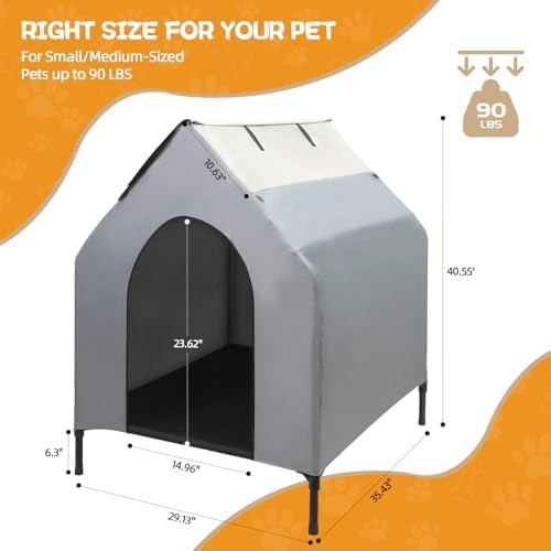 Grey elevated dog bed with canopy — photo 4