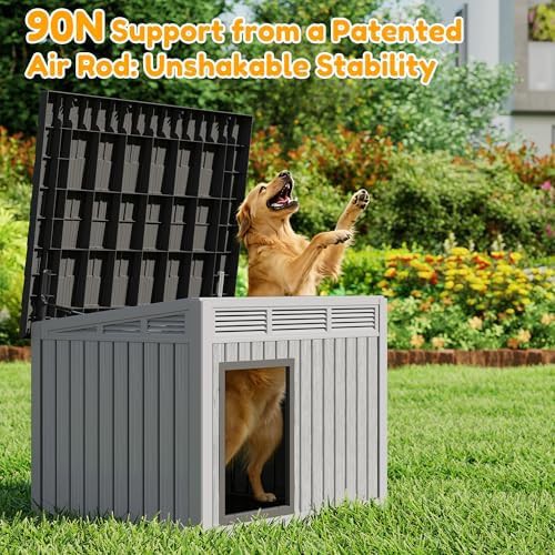 Grey weatherproof plastic dog house for indoors — photo 3