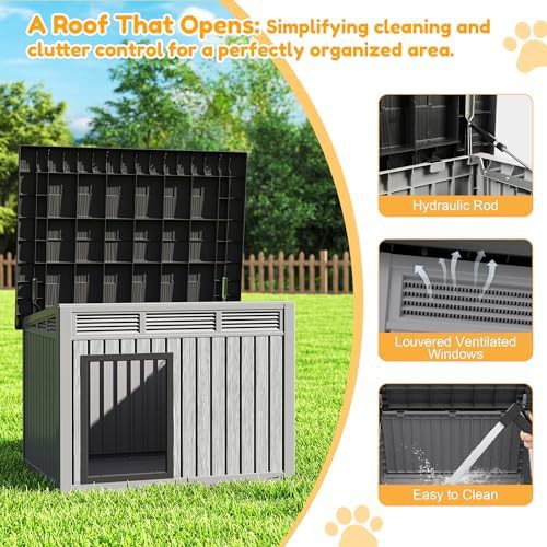 Grey weatherproof plastic dog house for indoors — photo 4