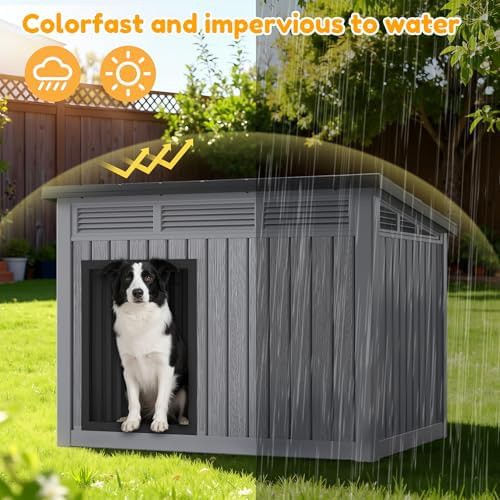 Grey weatherproof plastic dog house for indoors — photo 5