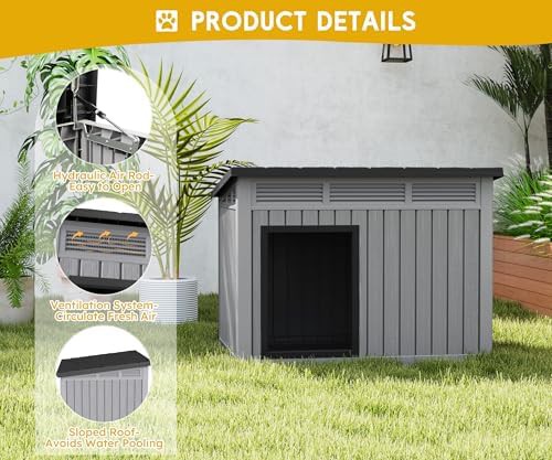 Medium grey dog house with weatherproof roof — photo 3